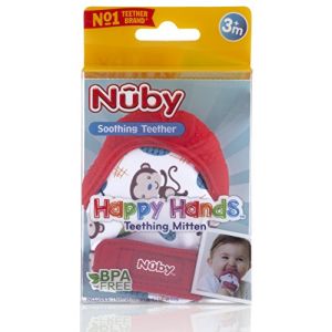 Nuby Teething Mitten W/ Silicone Red