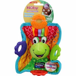 Nuby Teething Blanket W/ Plush Animal Center