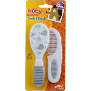 Nuby Comb And Brush Set W/Soft Grip Handle 0+
