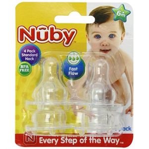 Nuby 4Pk Formula Clear Silicone Fast Flow Nipples 6M+