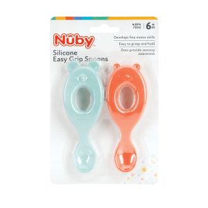 Nuby 2 Pk, Silicone Character Spoons, Bear & Mouse