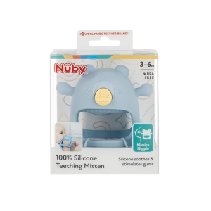Nuby Silicone Wrist Teething Mitten - Blue Bear